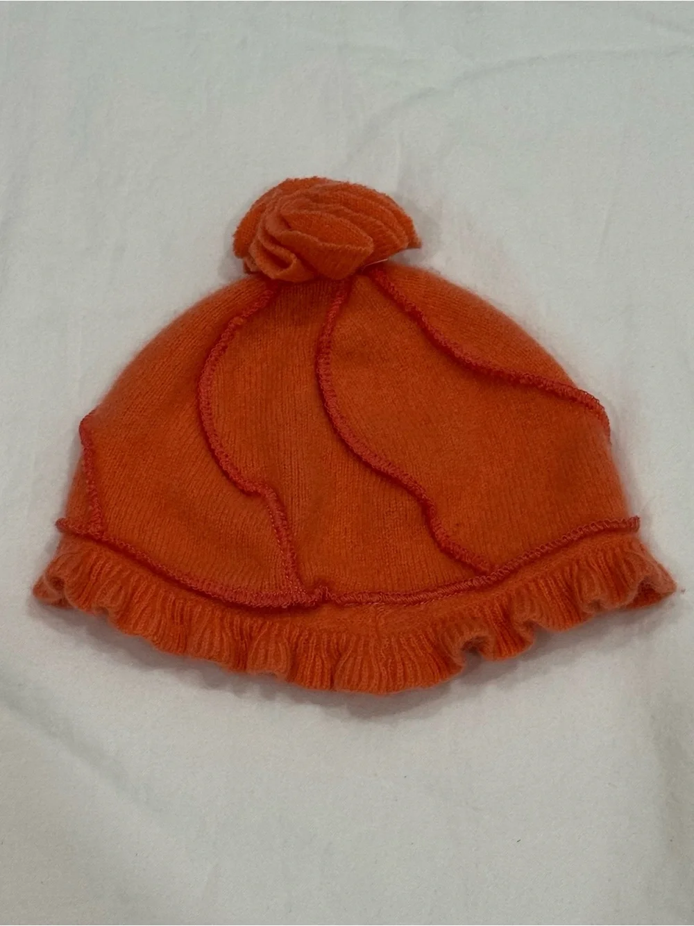 Cozy Orange Butterfly Pom-Top Beanie for Kids